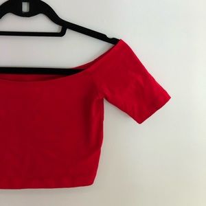 American Apparel Tops - American Apparel Red Off The Shoulder Crop American Apparel Tops - American Apparel Red Off The Shoulder Crop